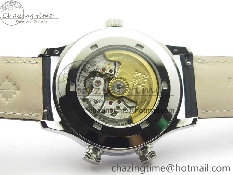 MIROTIME 0402 Stylish Calatrava 5524 Pilot Travel Time SS GRF Black Dial on Black Leather Strap A324 V 7108